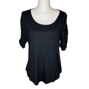 The Nines by HATCH Elbow Sleeve Scoop Neck Shirred Maternity T-Shirt Black S/M